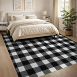 Black and White Black White Buffalo Check Rustic Farmhouse Rug
