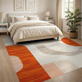 Geometric Modern Orange Bold Orange Abstract Geometric Area Rug