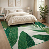 Green Lush Green Palm Frond Area Rug