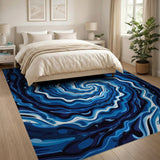 Hypnotic Blue Swirl Abstract Area Rug