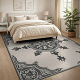 Ornate Black Mandala Persian Rug