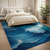Majestic Ocean Waves Blue Teal Area Rug