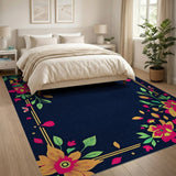 Vibrant Multi-Color Floral Border Rug