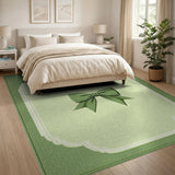 Elegant Green Bow Scalloped Frame Area Rug