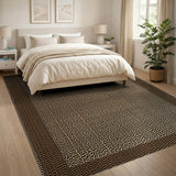Tan Leopard Print Area Rug with Brown Border