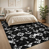 Black White Geometric Diamond No. 5 Area Rug
