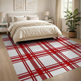 Classic Red White Plaid Area Rug