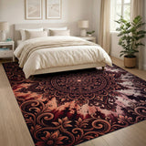Red Opulent Red Mandala Persian Area Rug