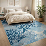 Blue Coral Reef Coastal Area Rug