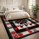 Retro Pixel Geometric Red Area Rug