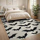 Spooky Black Bats Silhouette Area Rug