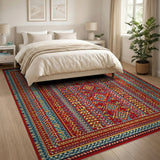 Vibrant Red Multi-Color Southwestern Area Rug