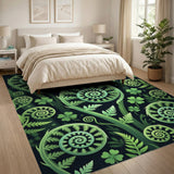 Lush Green Fern Spiral Shamrock Rug