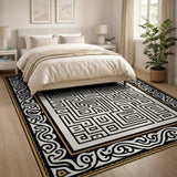 Heritage Tribal Maze Rug with Ornate Gold Border