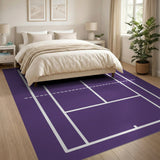 Purple Tennis Court Geometric Area Rug