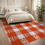 Bold Red White Distressed Checkered Area Rug