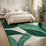 Green Monstera Leaf Abstract Area Rug