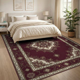 Traditional Persian Red Medallion Floral Area Rug