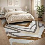 Brown Tan Chevron Zigzag Geometric Area Rug