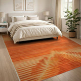 Orange Vibrant Orange Geometric Abstract Area Rug