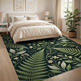 Lush Fern Blossom Green Area Rug