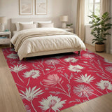 Red Floral Bloom Area Rug
