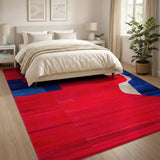 Red Blue Abstract Face Profile Area Rug
