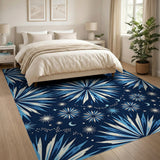 Blue and Teal Navy Starburst Celestial Area Rug