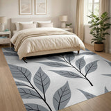 Modern Grey Eucalyptus Leaf Area Rug