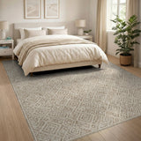 Beige Distressed Diamond Area Rug