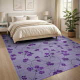 Purple Purple Floral Branch Area Rug