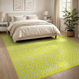 Bold Yellow Diamond Lattice Area Rug