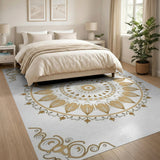 Ornate Gold Mandala Persian Rug