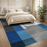 Blue Geometric Patchwork Area Rug