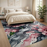 Pink Carnation Watercolor Abstract Rug