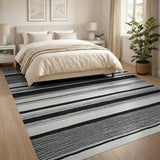 Black White Striped Geometric No. 6 Area Rug