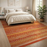 Bold Orange Zigzag Heritage Tribal Rug