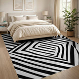 Geometric Modern Bold Black White Zigzag Geometric Area Rug