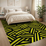 Bold Yellow Black Geometric Zigzag Area Rug