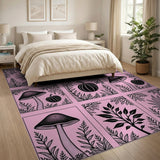 Pink Mushroom Pumpkin Botanical Rug