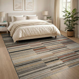 Striped Geometric Area Rug in Browns Tans