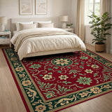 Crimson Floral Medallion Persian Area Rug