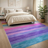 Multi-color and Patterns Vibrant Multi-Color Horizontal Stripe Area Rug