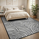 Swirling Waves Black White Abstract Area Rug