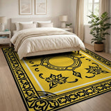 Traditional Persian Vibrant Yellow Persian Floral Area Rug