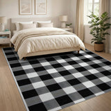 Rustic Farmhouse Black and White Black White Checkered Rustic Farmhouse Area Rug