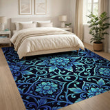 Opulent Blue Teal Persian Floral Area Rug