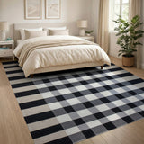 Black and White Modern Black White Checkered Area Rug