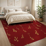 Crimson Swirl Music Notes Area Rug