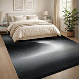 Modern Halftone Curves Black White Area Rug